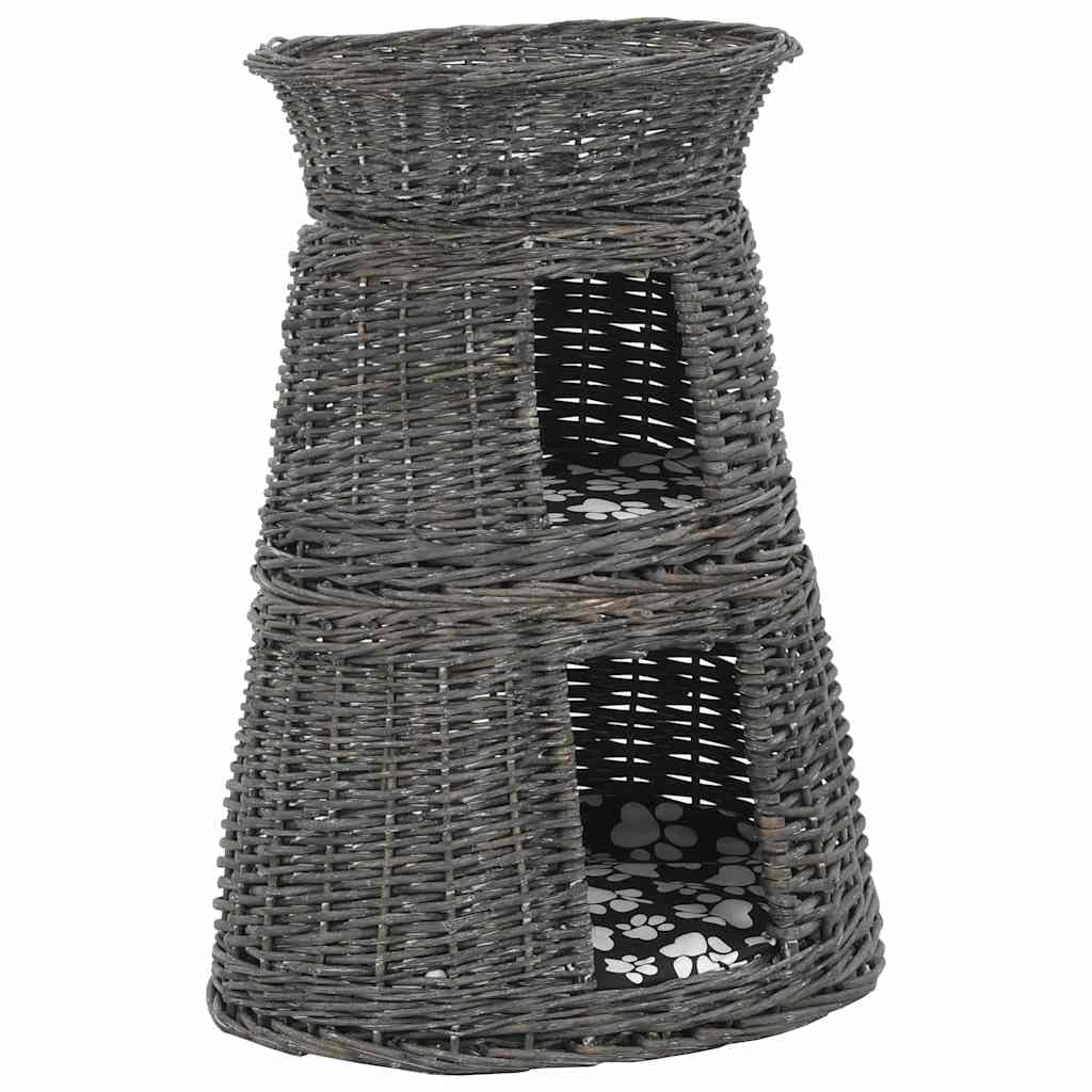 Set di 3 cestini per gatti con cuscini, grigio