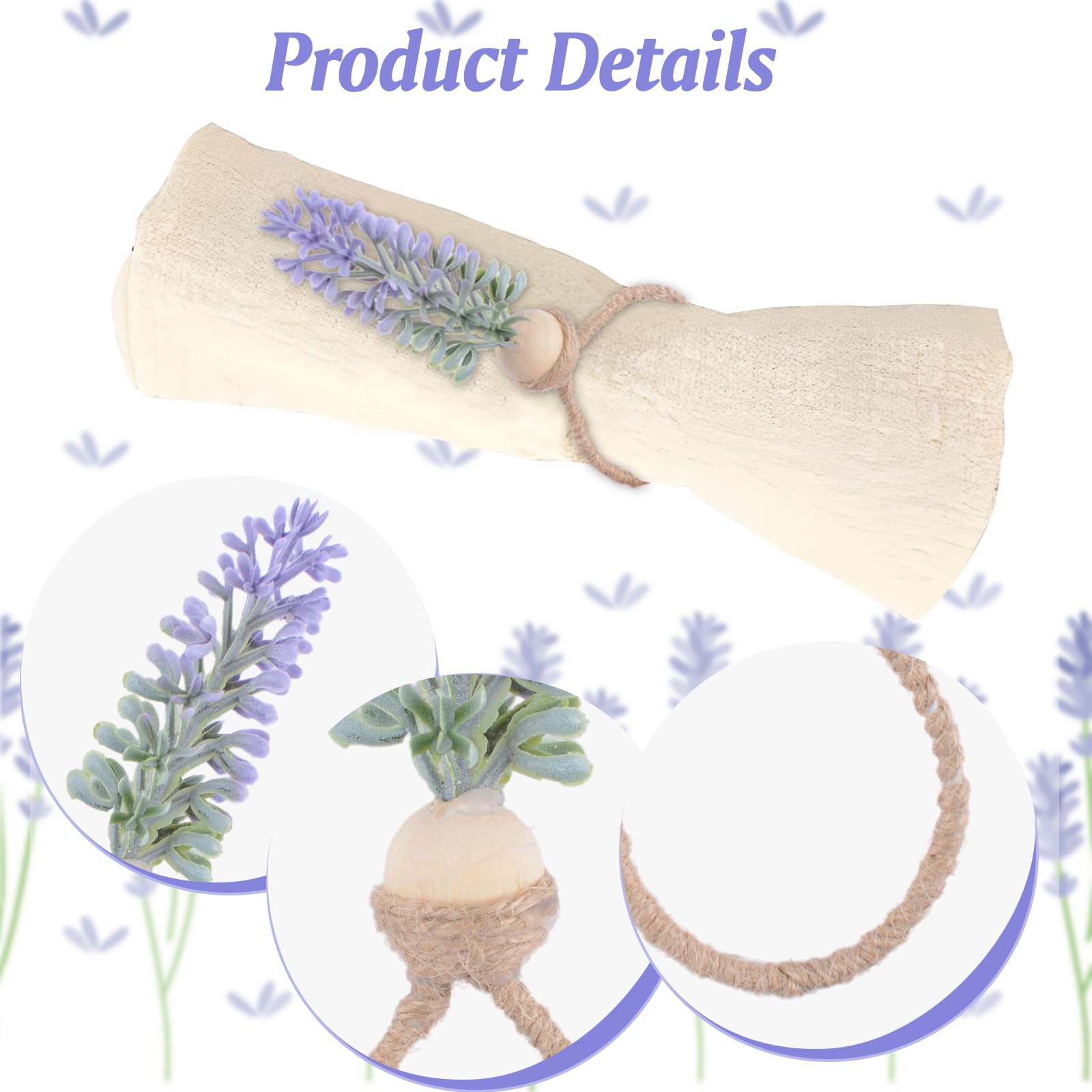 HICOHAND Lavender Napkin Ring Set - Image 3