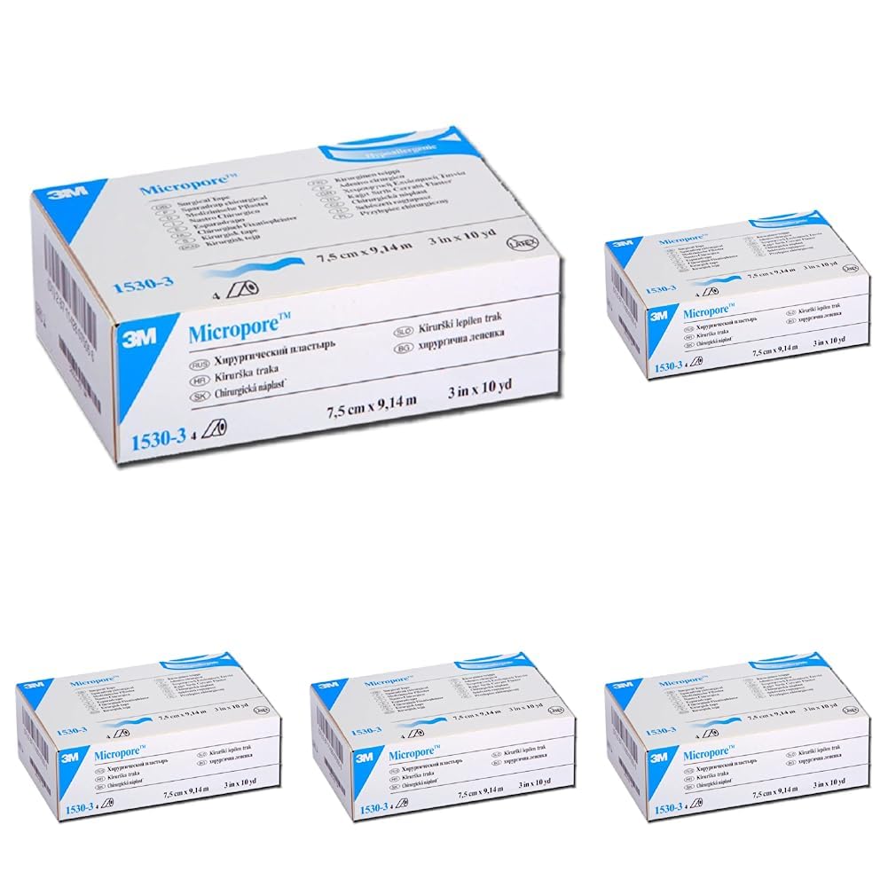 3M Micropore™ - 7.5 cm x 9.14 mt Cerotto delicato in carta, Confezione da 4 pezzi