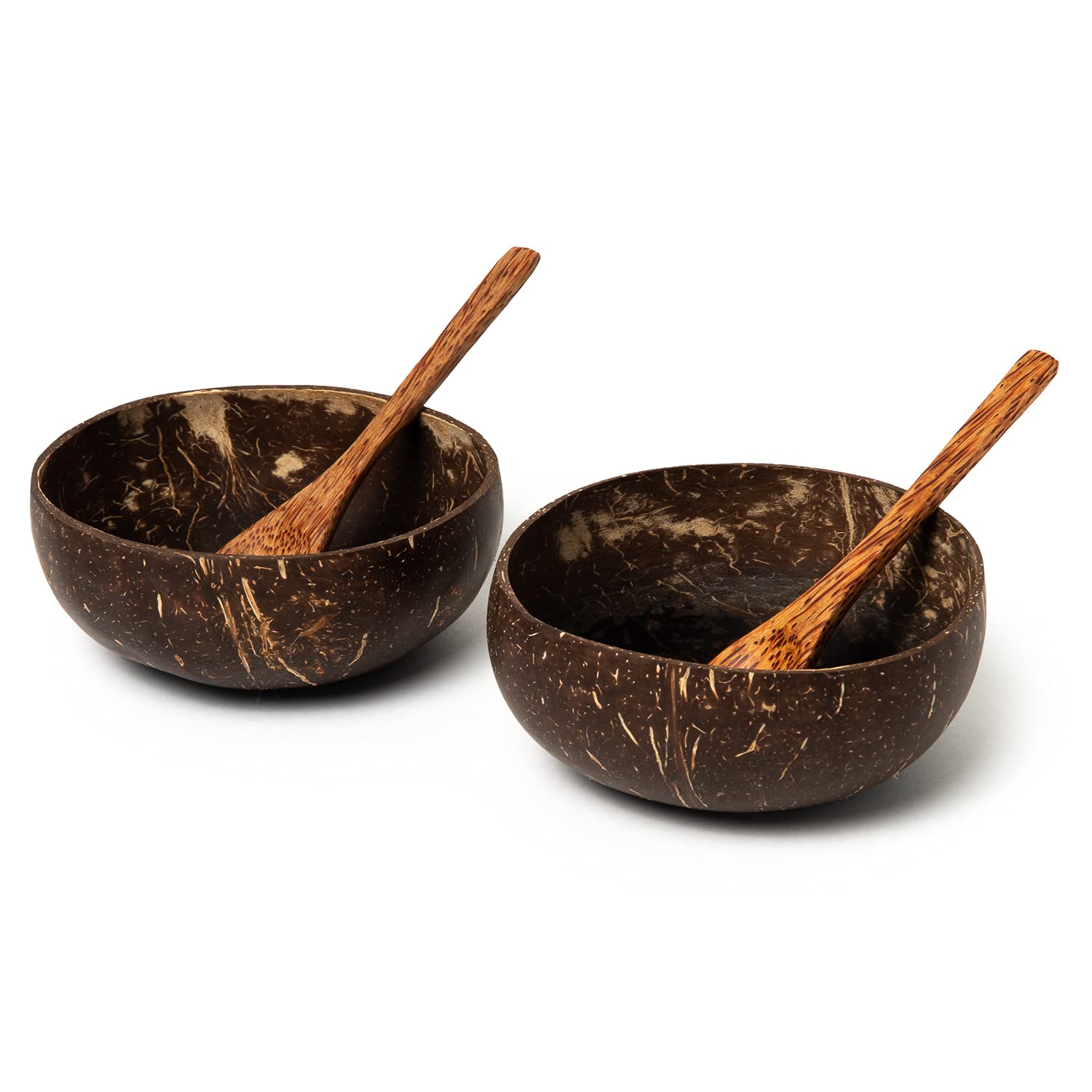 New Living Organic Coconut Bowls & Spoons | Set of 2 Eco Friendly Product | Handmade | Biodegradable & Plastic Free