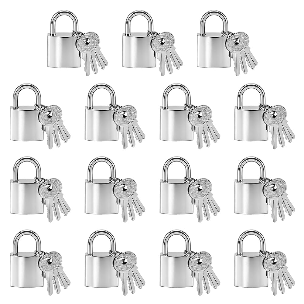 AHANDMAKER 15 candados de acero sólido con llave igual, cerraduras de acero resistente de 0.83 pulgadas de ancho con 60 llaves impermeables con la misma llave para puertas interiores y exteriores