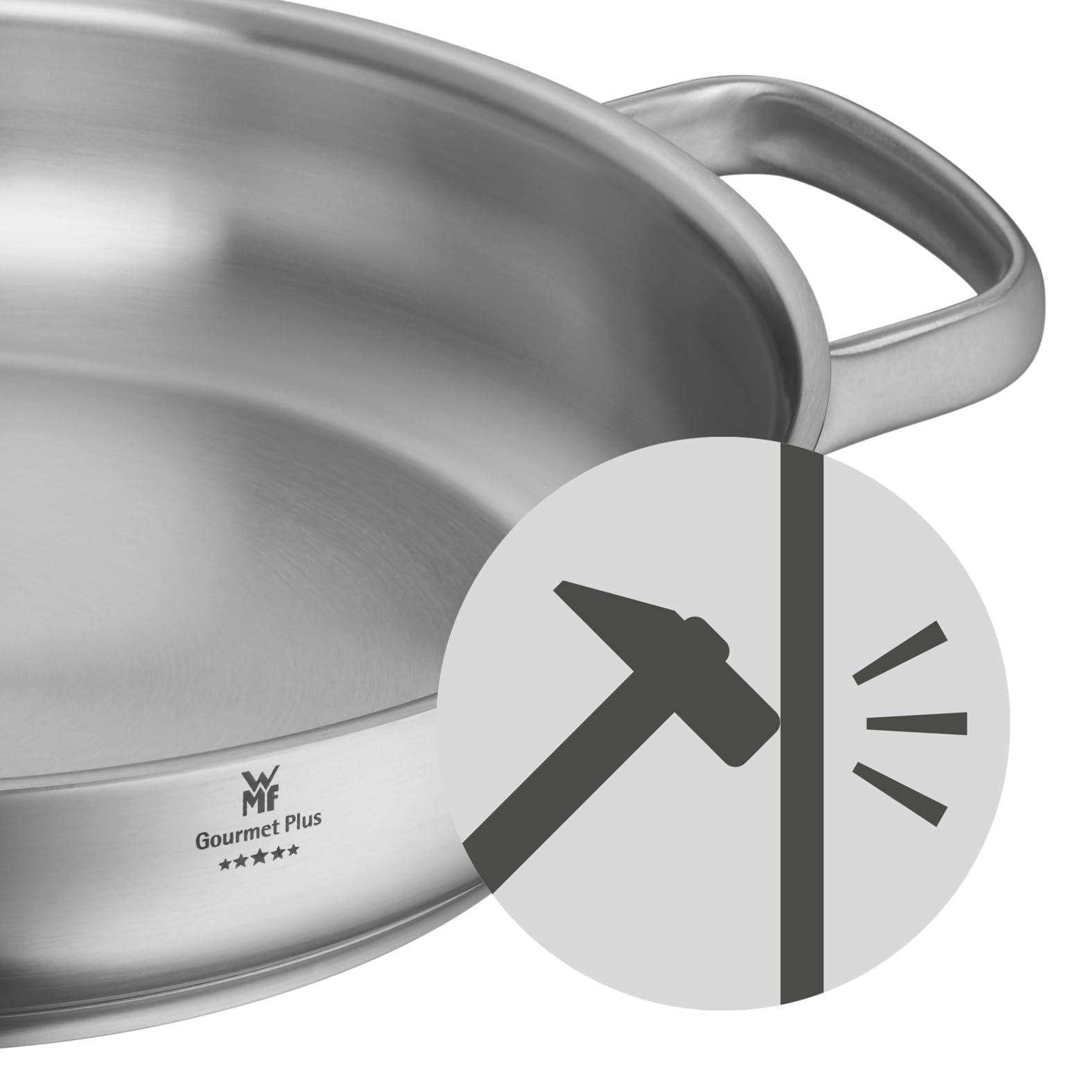 WMF Gourmet Plus - Sartén 28 cm Ø con Dos Asas Sin Recubrimiento Antiadherente de Acero Inoxidable Cromargan, Apta para Todo Tipo de Cocinas