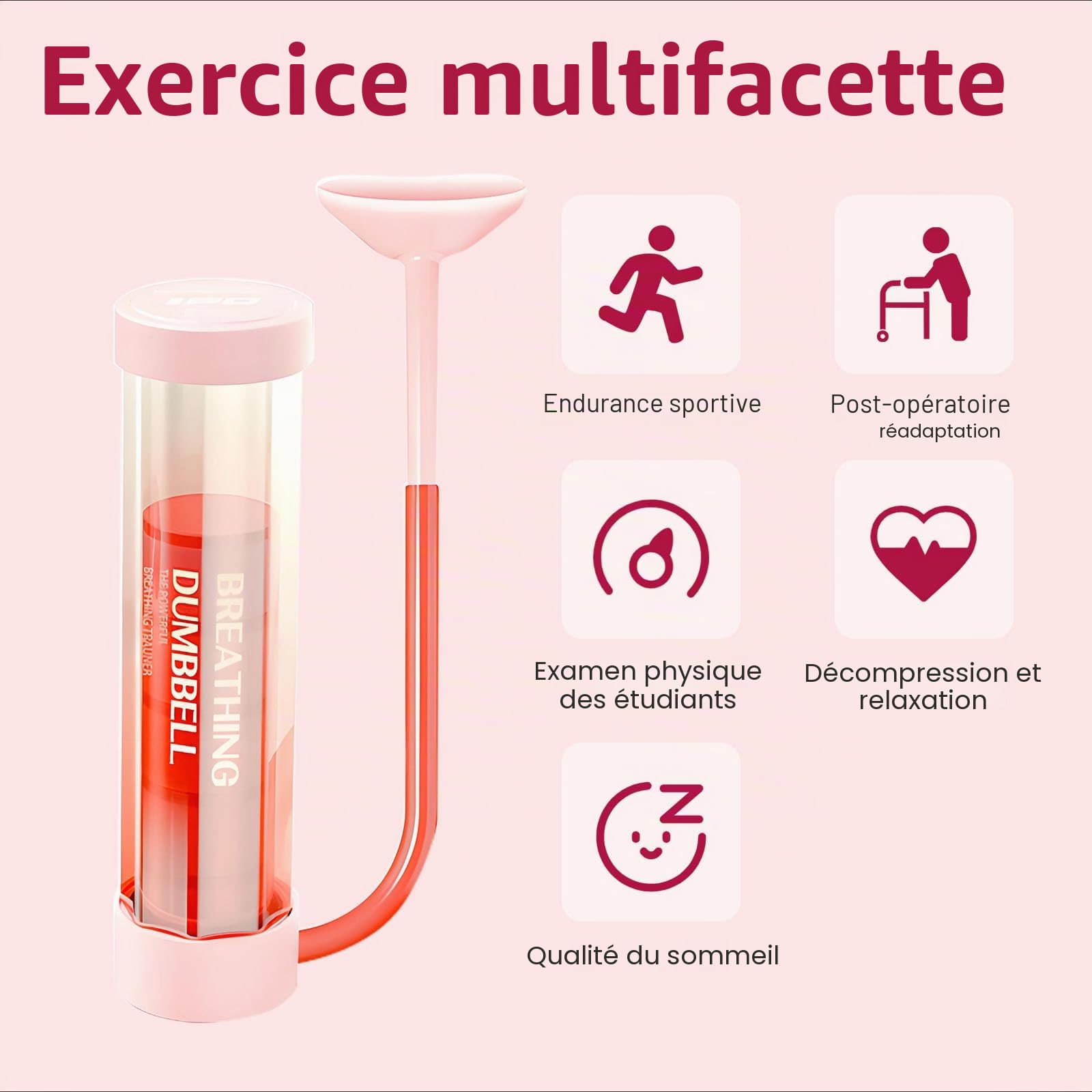 Exercice pulmonaire à respiration profonde, spiromètre de motivation, entraîneur pulmonaire, système de mesure respiratoire lavable et hygiénique pour améliorer la capacité pulmonaire