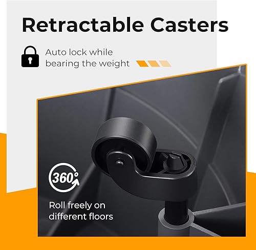 Miniatura 2 de Nightcore - Taburete rodante, escalera con plataforma antideslizante, ruedas giratorias retráctiles, base de goma firme, scooter móvil para