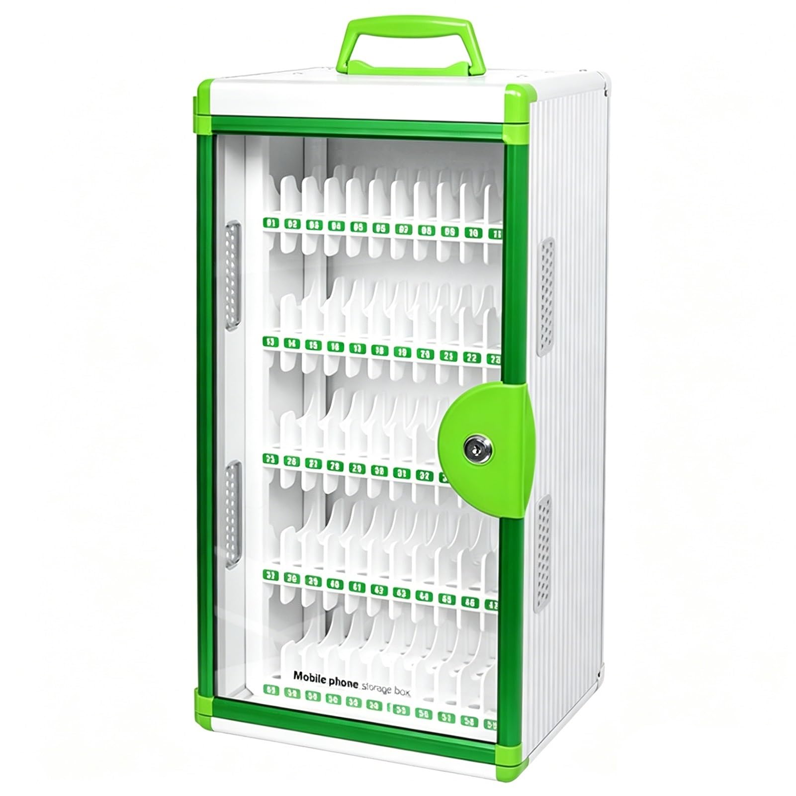 Armadietto Per Cellulari Con Scomparti Interni In PP | Armadietto per cellulari portatile/montabile a parete con cornice magnetica – Disponibile in diversi colori(Green,60bits)