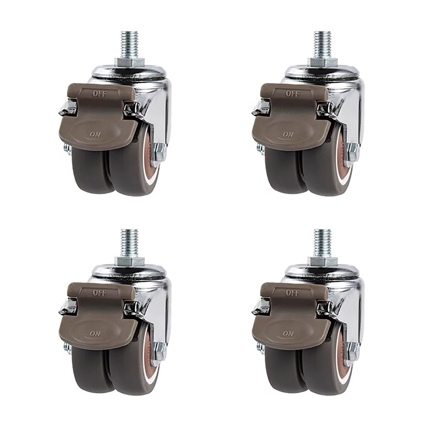 Roulettes de 50mm avec filetage M8 et frein lot de 4 pour charge lourde