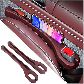 2PCS Car Seat Gap Filler Organizer with Phone Holder,[Upgrade Version] Car Seat Gap Organizer for Prevent Falling,Essential Car Accessories Car Side Seat Gap Filler (Red)