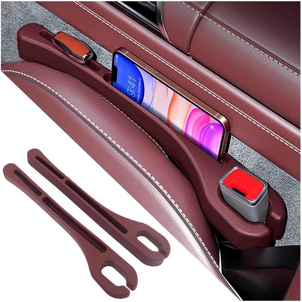 [2026 Upgrade] 2PCS Car Seat Gap Filler with Phone Holder,Multi-Function Car Side Seat Gap Filler for Prevent Items Falling,Universal Car Seat Organizer Car Accessories (Red)
