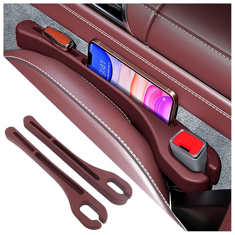 Kit com 2 Organizadores de Console para Vão do Banco Automotivo SSNNUU com Porta-Celular, Vermelho