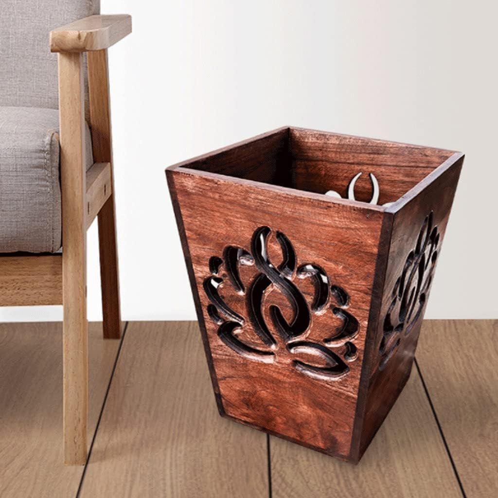 Trash Can Garbage Can Trash Bin Natural Wood Wastebasket Garbage Container Bin for Bathrooms Powder Rooms Kitchens Offices Trashcan Garbage Bin (Color : OneColor, Size : 20x25cm)