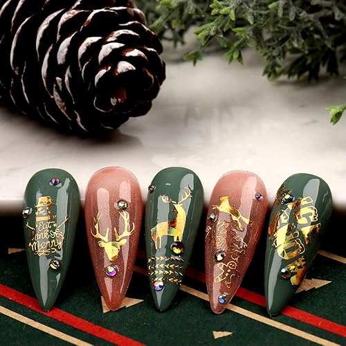 Miniatura 9 de 9 hojas de calcomanías de arte de uñas de Navidad, calcomanías autoadhesivas, uñas, vacaciones, globo, láser, copos de nieve, muñeco de nieve,