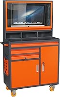 LYREIGN Industrial Computer Cabinet for CNC Workshops - Dust/Oil-Proof 27" Monitor Protection, Mobile Steel Cart