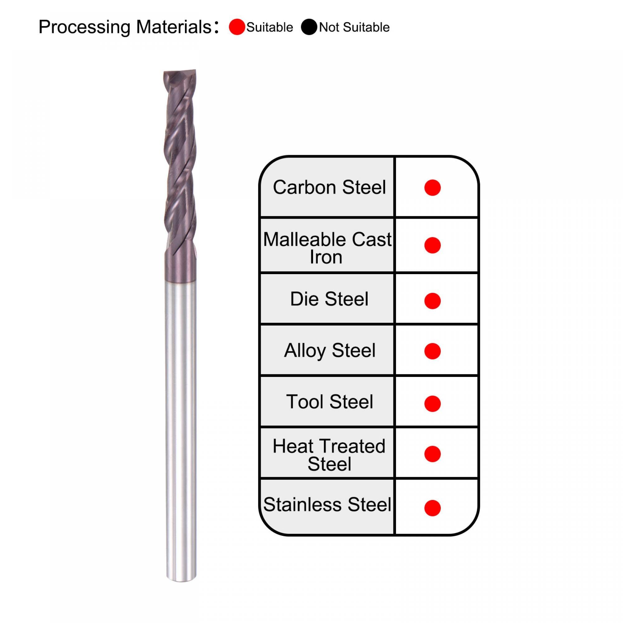 sourcing map Carré Nez Fraise à Queue 6mm Pointe Diamètre Solide Carbure AlTiN Enduit CNC Routeur Bits 2 Cannelure Spirale Fraisage Fraise HRC55 avec 6mm Queue 100mm Longueur