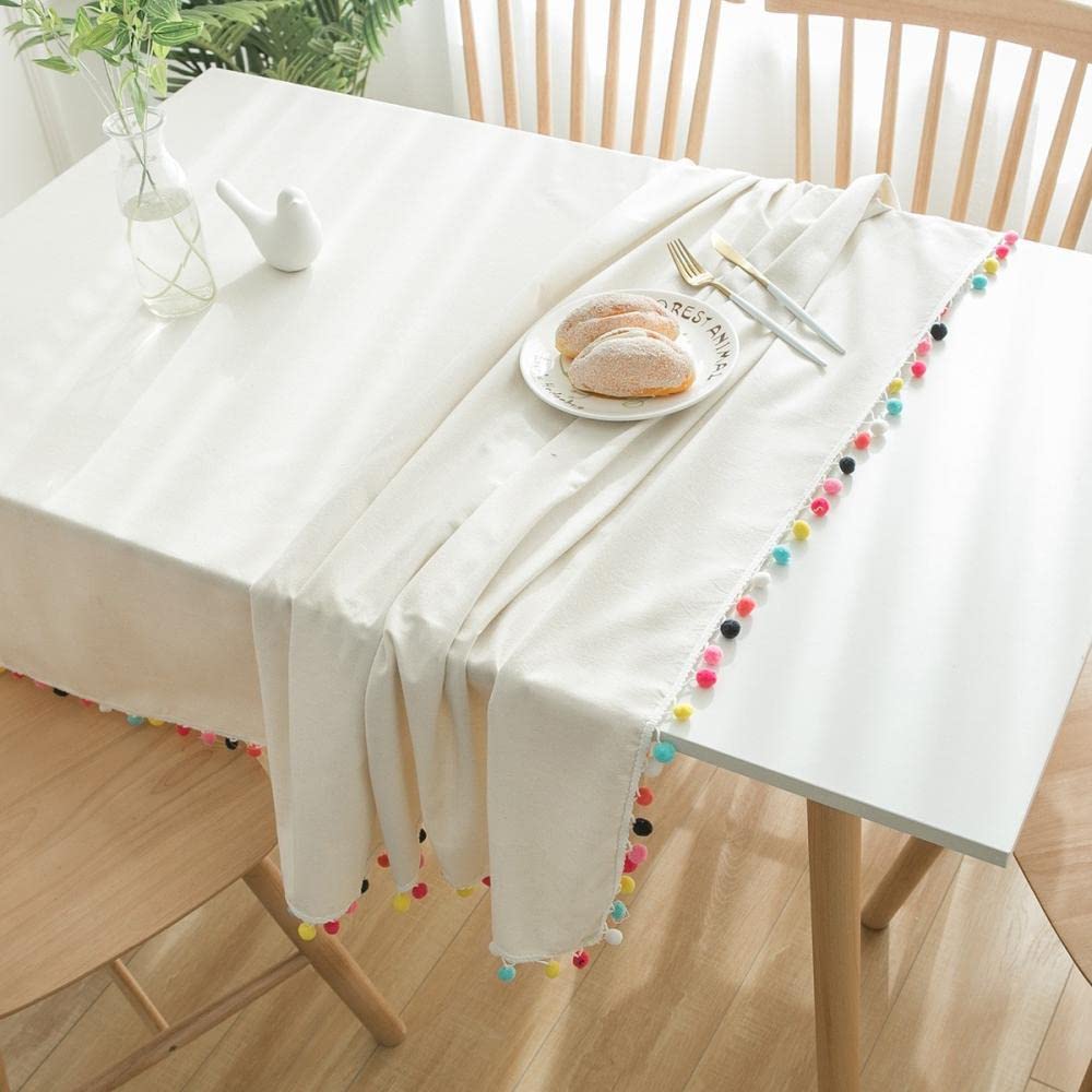 Manteles Mesa Antimanchas Resistente Al Desgaste para Bufé Fiesta Cena Boda Picnic y Más White 140 × 180cm