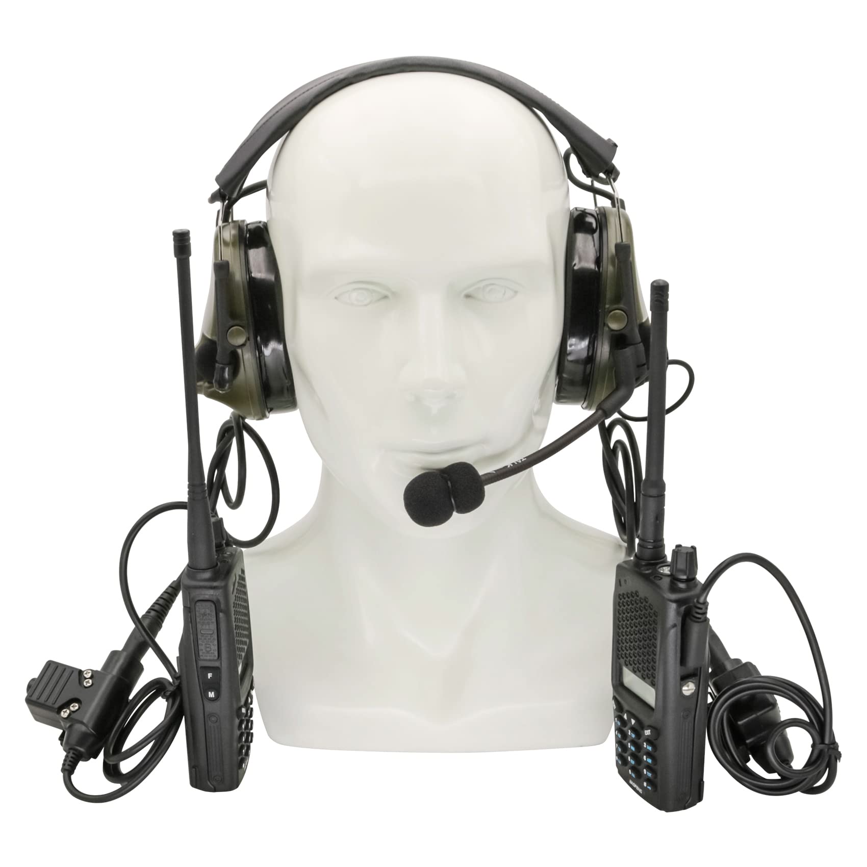 HEARFALCOM Podwójny zestaw słuchawkowy COMTA III taktyczny zestaw słuchawkowy z adapterami PTT U94 PTT kompatybilny z Baofeng UV-5R, UV-82 Walkie Talkie nadaje się do sportów airsoft, polowania