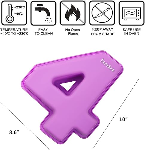 Miniatura 3 de Ducodocu Molde grande de silicona para tartas con números 3D, molde para hornear DIY para cumpleaños, aniversario, número de 4