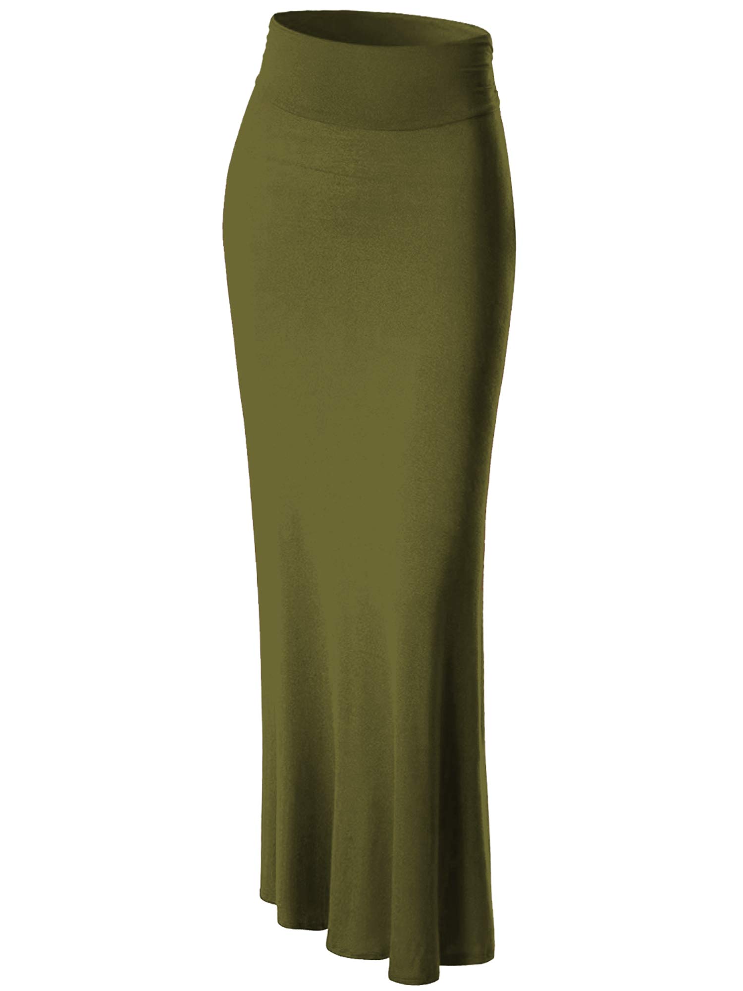 Made By Johnny Women's Solid Basic Lightweight Floor Length Flare Long Maxi Lounge Skirt (S~3XL)