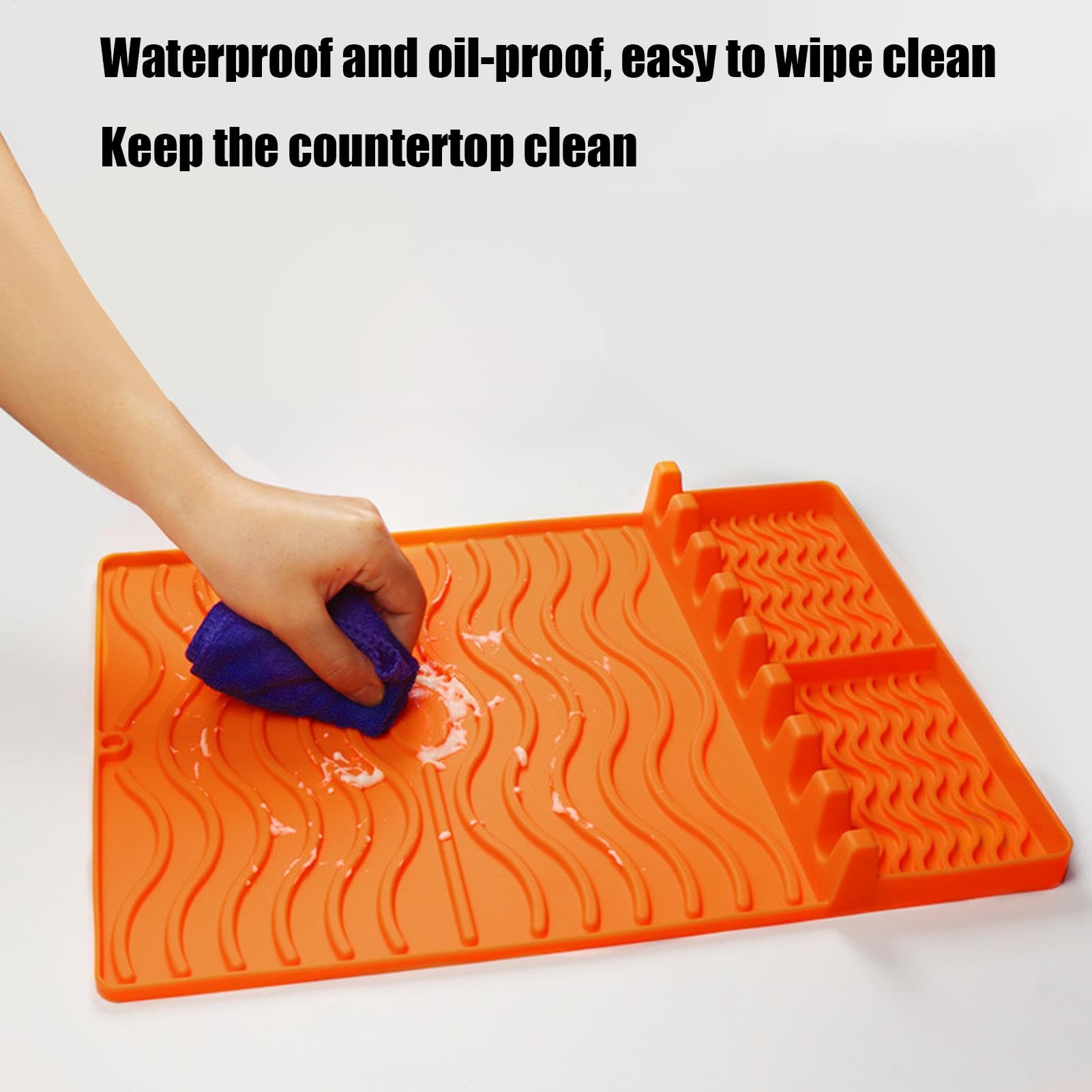 Tappetino per griglia in silicone resistente, ripiano laterale, 40 x 30 x 4 cm, tappetino compatto e riutilizzabile, per barbecue all'aperto, comodo accessorio per giardino e patio