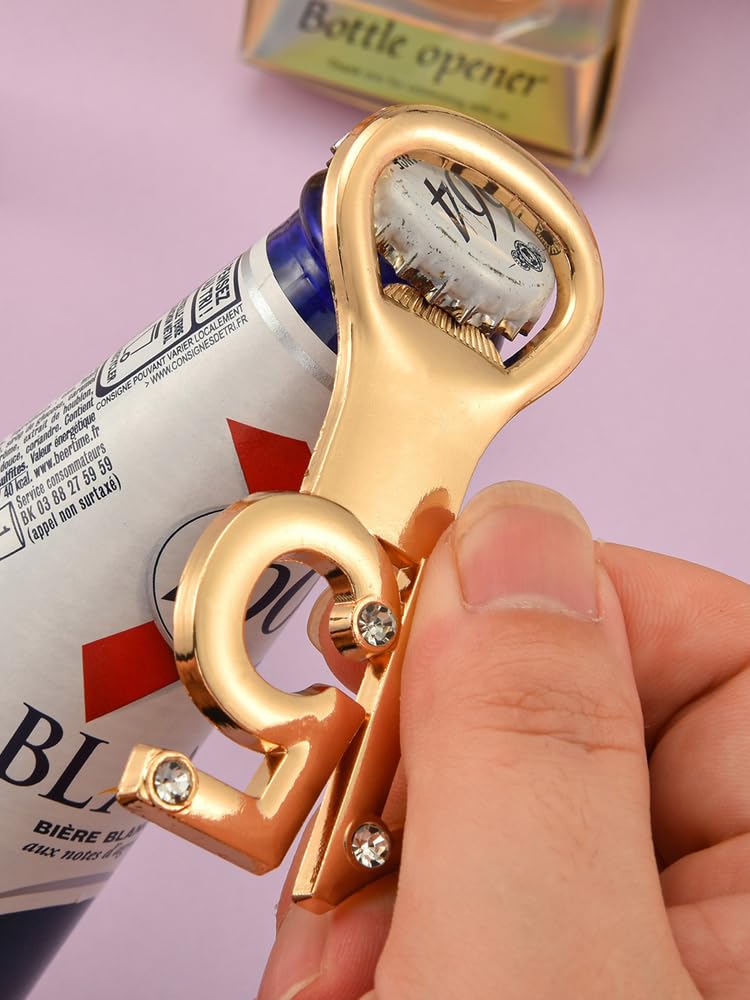 Apribottiglie in Evidenza a Forma di Numero 15 in Oro, Apribottiglie Ricordo con Confezione Regalo, Decorazione con Strass, Apribottiglie Souvenir per Compleanno, Matrimonio, Anniversario,(36pcs-oro)