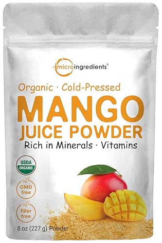 Jugo de mango orgánico en polvo, 8 onzas, prensado en frío, rico en vitamina C inmune para apoyo al sistema inmunológico, y gran sabor para bebidas,