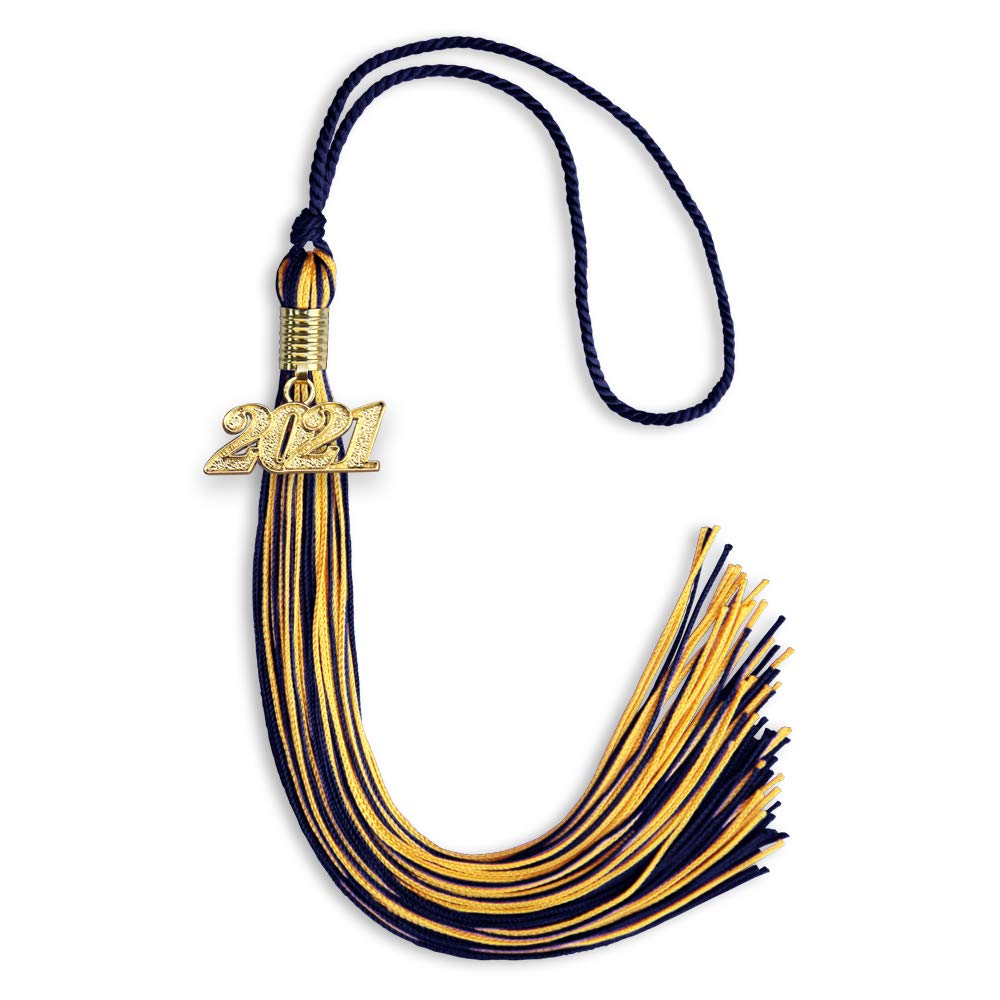 Endea Graduation Mixed Double Color Tassel with Gold Date Drop (Navy Blue/Gold, 2021)