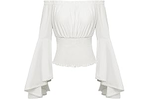 Scarlet Darkness Women Bell Sleeve Smocked Top Pirate Blouse