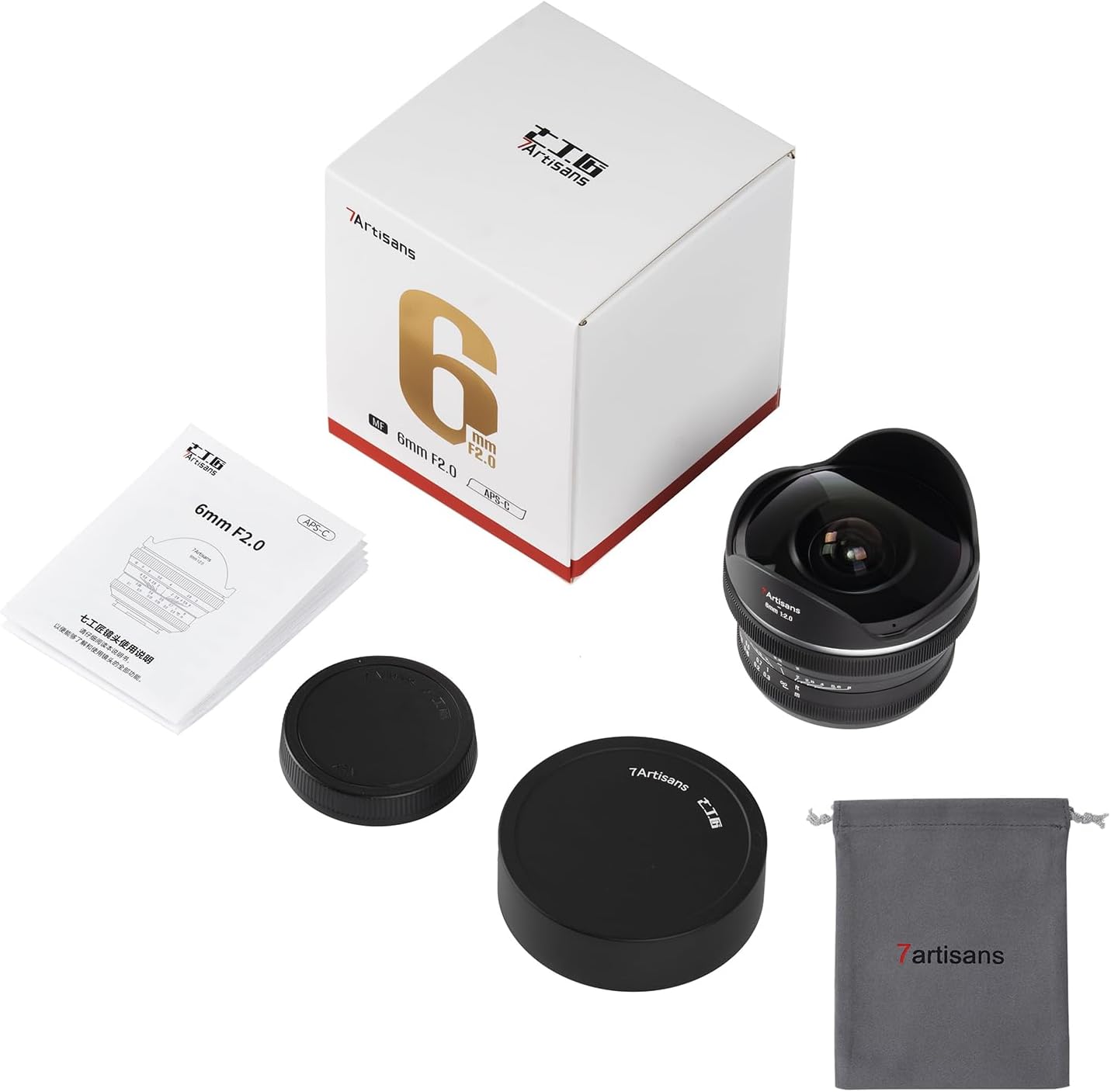 7artisans 6mm F2.0 APS-C Format Fisheye Lens, 220° Ultra Wide View Angle, Manual Focus for Panasonic Micro 4/3 Mount GH4, GH5, GH6, GH7, GX8, GX85, GX97, GX9, GF7, GF8, GF9 Cameras