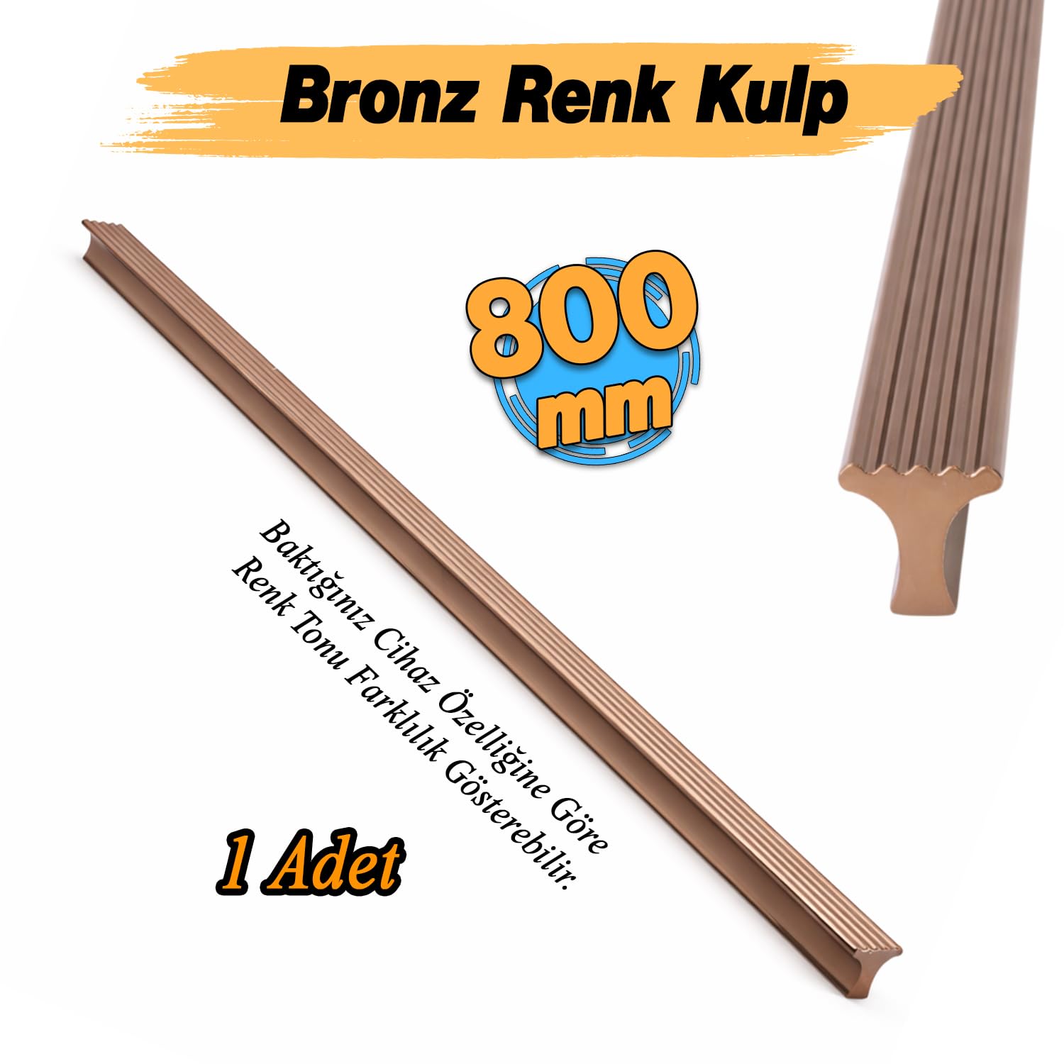 Foça Çizgili Bronz 800 mm 80 cm Çekmece Kulp Modern Metal Dolap Kulbu Mutfak Banyo Gardırop