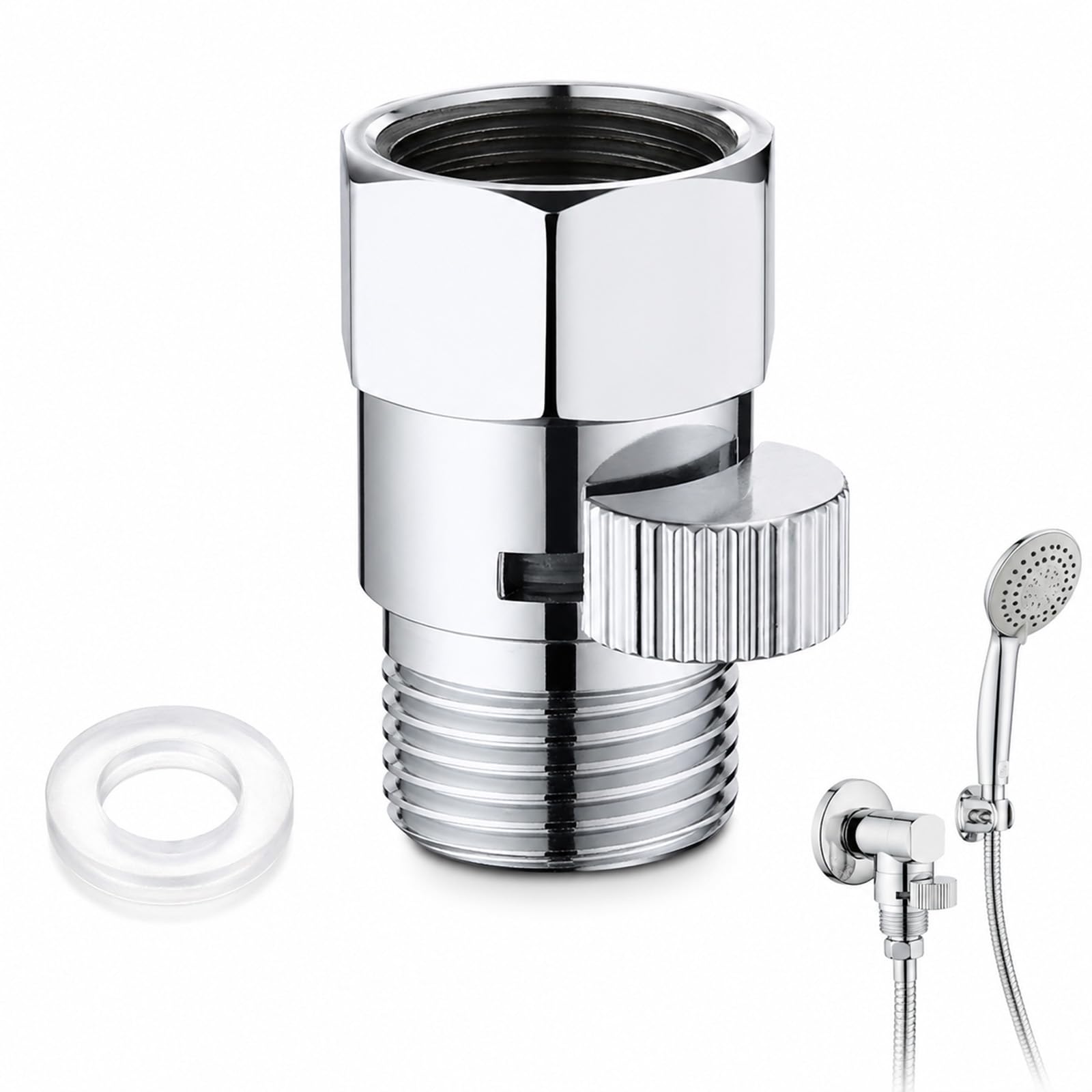 Shower Shut Off Valve Brass G1/2 Chrome Flow Control for Hand Shower Bidet