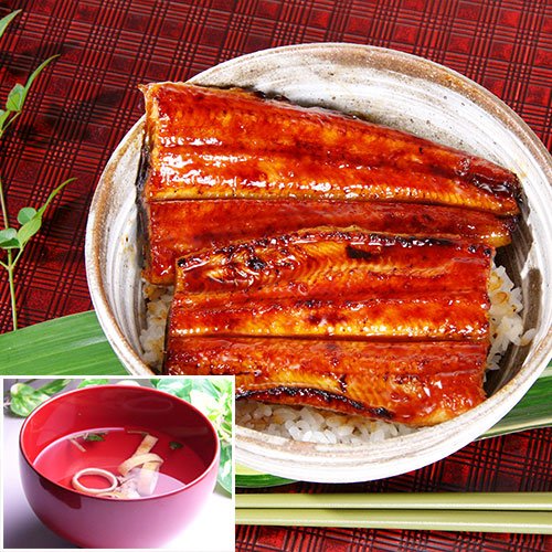 国産うなぎ蒲焼き１５０ｰ１６９ｇx１本（タレ、山椒付き）、肝吸い１ヶ　１人前セット　川口水産