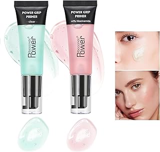 2 Colors Power Grip Primer, Hydrating Face Primer, Gel-Based Hydrating Face Primer with Hyaluronic Acid, Primer Face Makeup for Smoothing Skin, Gripping Makeup, Moisturizes