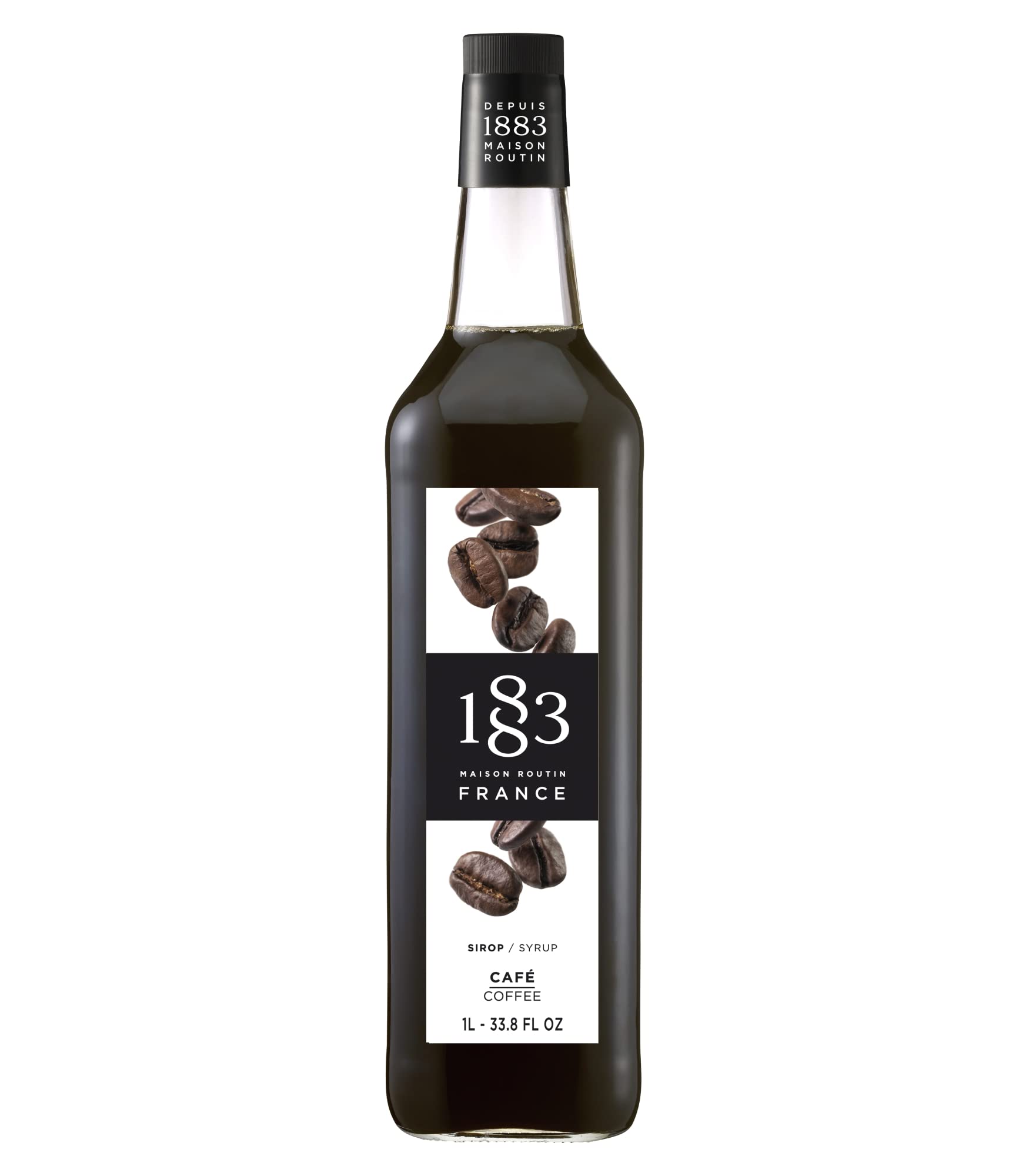 1883 Coffee Syrup, Coffee Syrup for Drinks, Made in France, 1 Liter Glass Bottle