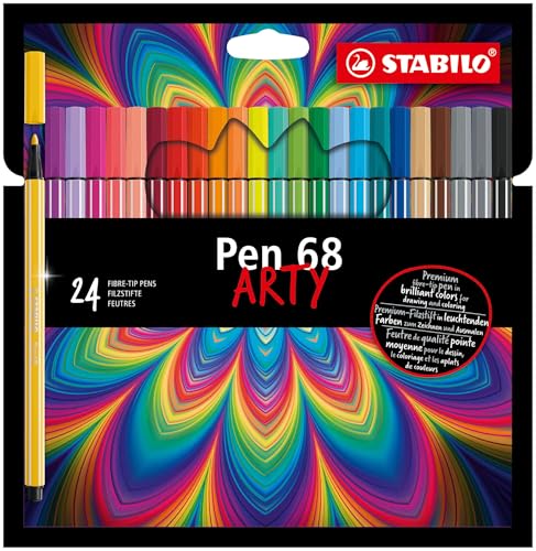 Rotulador premium STABILO Pen 68 - Estuche ARTY con 24 colores