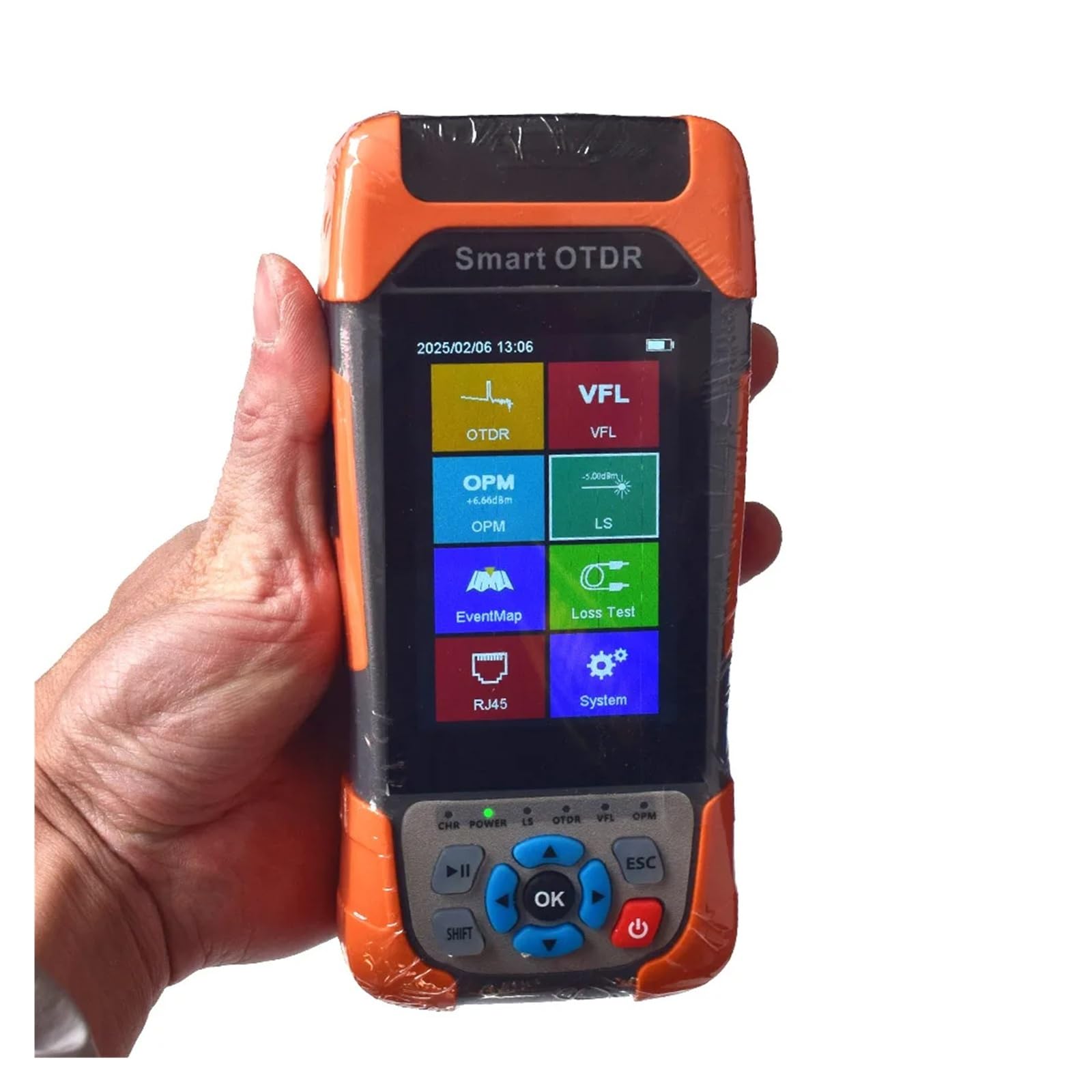 Reflectómetro HJ1000 Mini OTDR 1310nm 1550nm 1610nm 1625nm con pantalla táctil, mapa de eventos, probador OPM VFL RJ45 Fácil de leer(1310nm (APC))