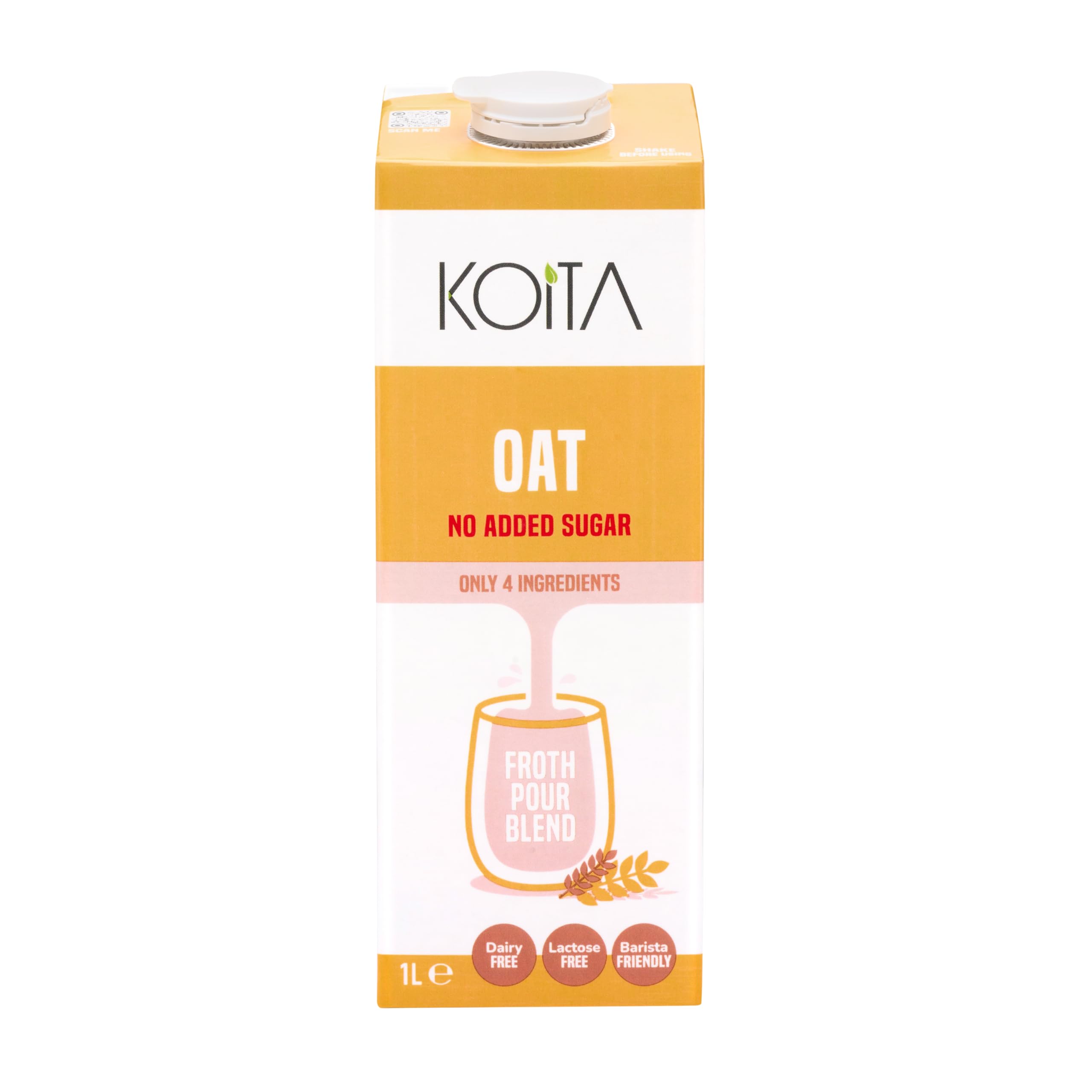 KoitaOat Milk (1L) - Made from Italian Oats, No Added Sugar, Vegan, Plant-Based, Barista Friendly