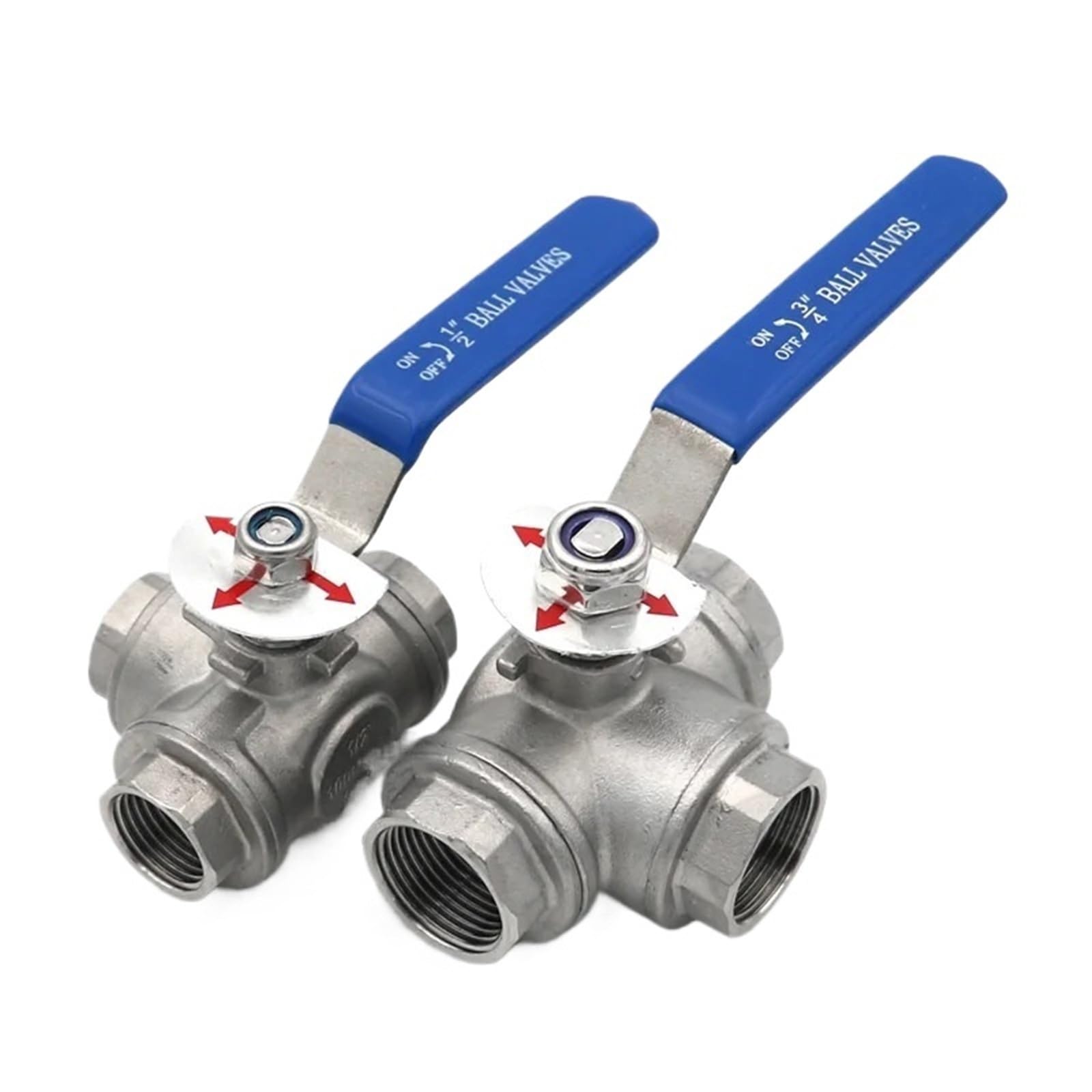 Robinet à boisseau sphérique 3 voies T 1" en acier inoxydable SS304 avec filetage femelle