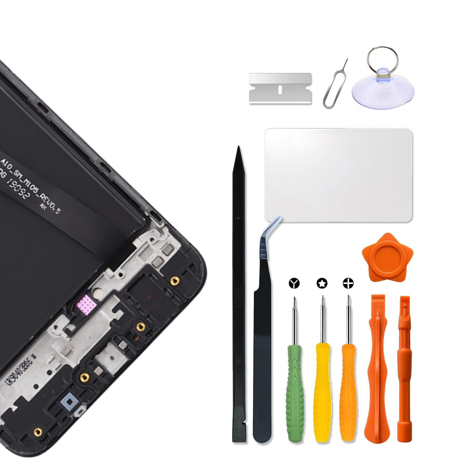 Replacement for Samsung Galaxy A10 LCD Screen with Frame for Samsung SM-A105F A105G A105M A105FN Screen Touch Digitizer Assembly LCD Display with Repair kit