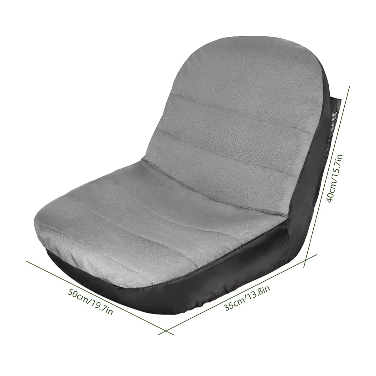 Tractor Seat Cover, 600D Oxford Cloth Waterproof Lawn Mower Seat Protector, Universal Riding Mower Seat Cover with Pocket for 12.5”-14”H Seats (No Armrests), Fits Lawn Tractor & Riding Mower Seats