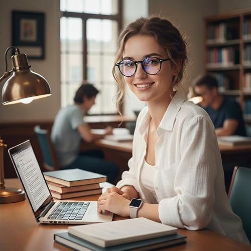 Miniatura 2 de Gafas de bloqueo de luz azul, redondas, retro, para computadora, juegos, para mujeres y hombres, con protección UV AB3303 (negro)