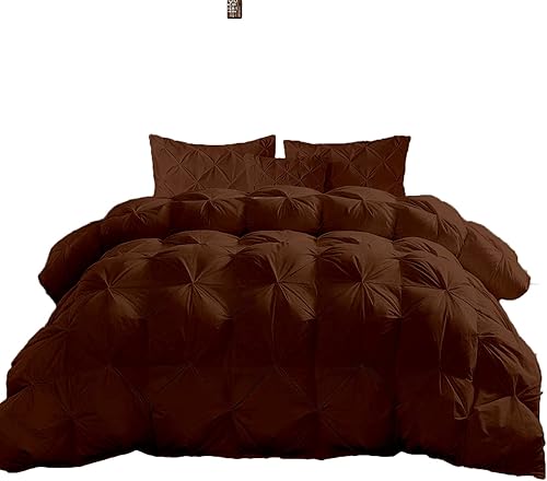 Divine Design - Edredón plisado de plumón alternativo de 1500 hilos, tamaño King de 116 x 98 pulgadas, 1 edredón y 2 fundas de almohada, 700 GSM y