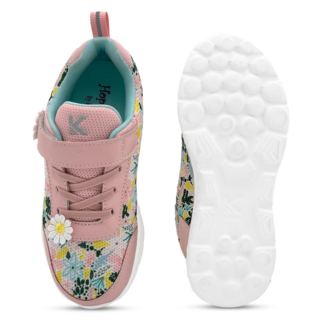 KazarMax Girls Peach Floral Printed Shoes Sneakers - 2 UK 3