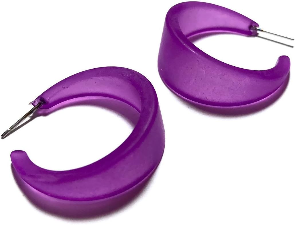 Violet Purple Frosted Acrylic Large Marilyn Hoop Earrings - MARL-PU-2