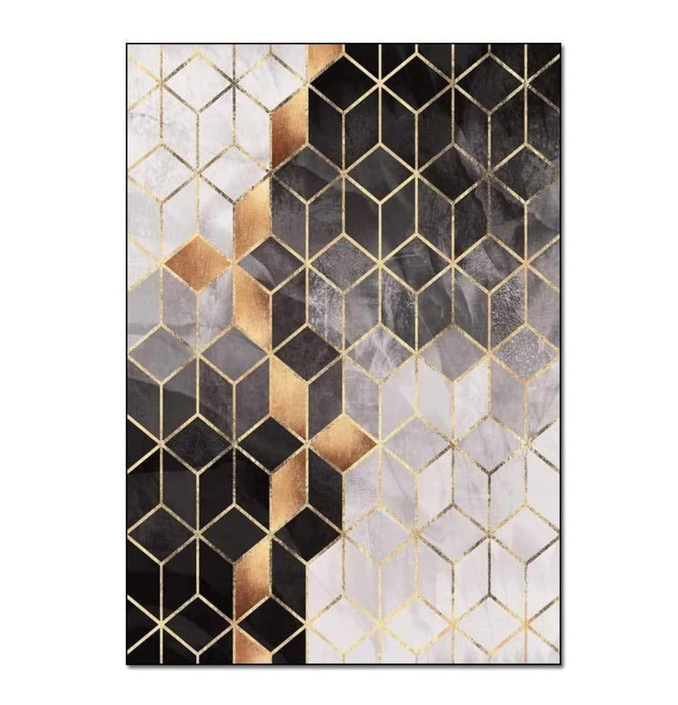 Dywan Dywanik Strona Główna Dywaniki Miękki Dywan Abstrakcyjna Linia Geometryczna Romb Krata Do Sypialni Dywan Do Salonu (Color : A, Size : 60 * 90cm)