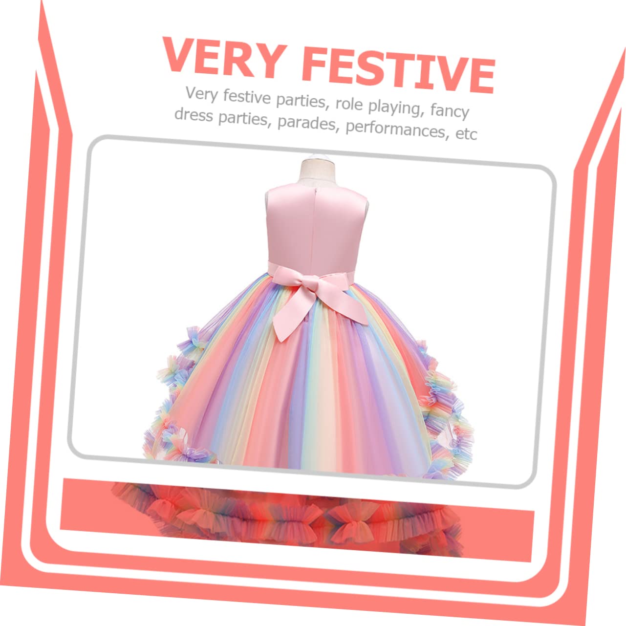 Beavorty Vestito Principessa Bambina Unicorno Rosa 130cm 1 Pezzo