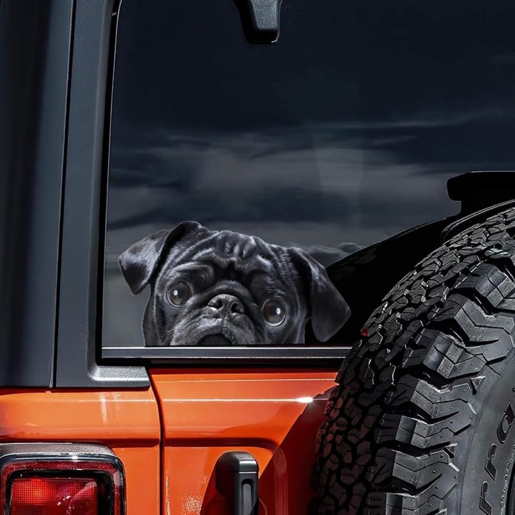 2pcs Black Pug Vinyl Decal 5.91"x3.15", Cute Wrinkled Dog Sticker for Rear Windshield, Bumper, RV, Laptop, Expressive Pet Decor |#DK179 - Image 3