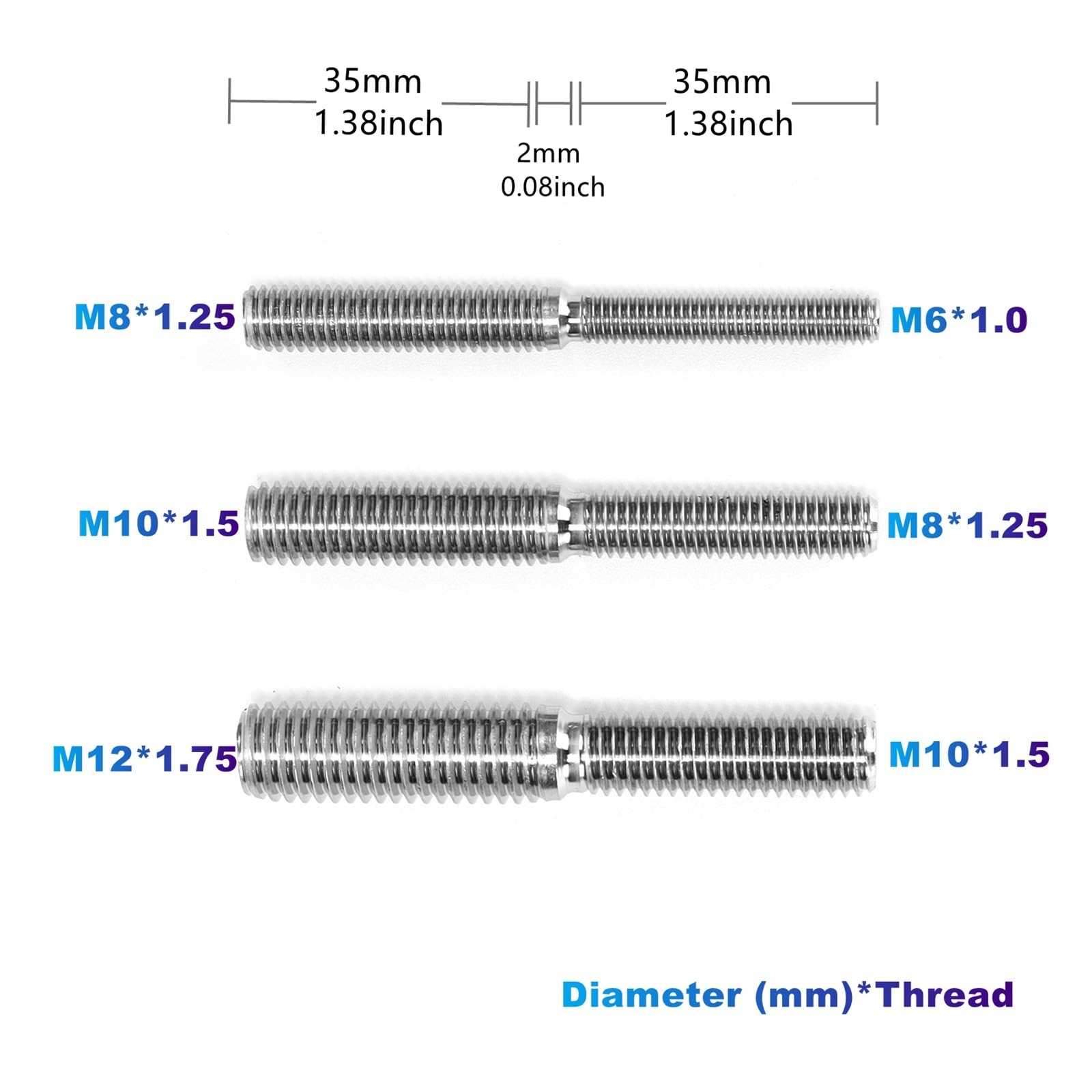 M8 Acier Inoxydable (10 PCS) - Écrous M6 X 1,0 Mm Femelle, M8 X 1,25 Mm - Foto 2