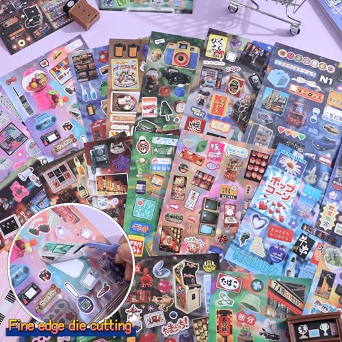 Image of Girl's Japanese Retro Sticker Book, Y2K Showa Theme - 800+ Cute Old Showa Style Old Items Stickers, for DIY Scrapbooking Journaling Handbook Decoration