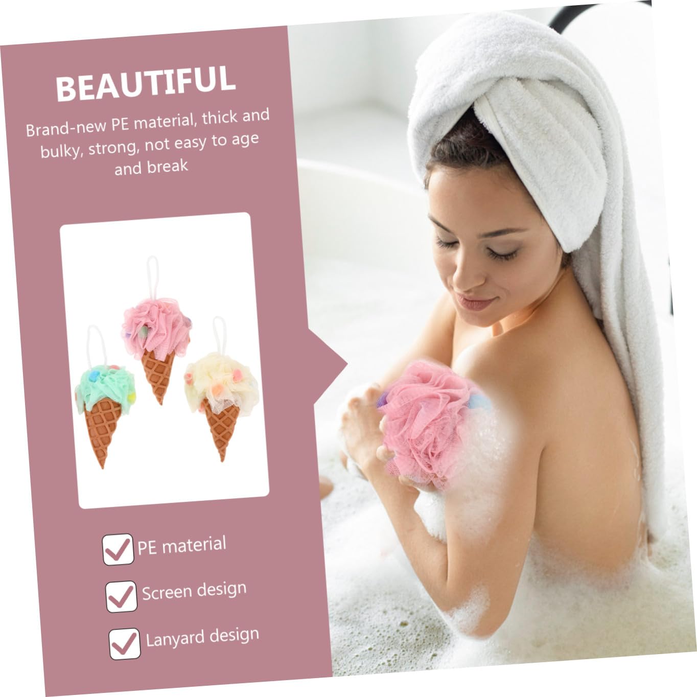 6piezas Esponjas Exfoliantes Forma De Helado y Para Baño De Adultos y Bebés