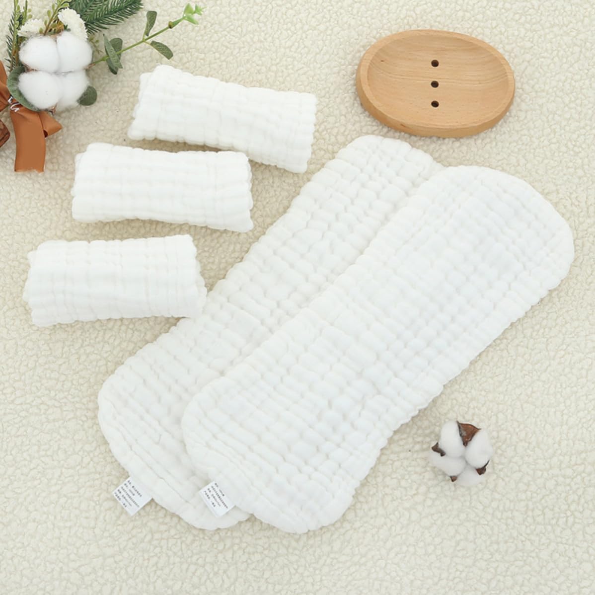 Outanaya 5pcs Reusable Cloth Diaper Liners for Babies Made of Soft Cotton Close Fit and Comfortable Design, Breathable and Absorbent for Travel and Home Use
