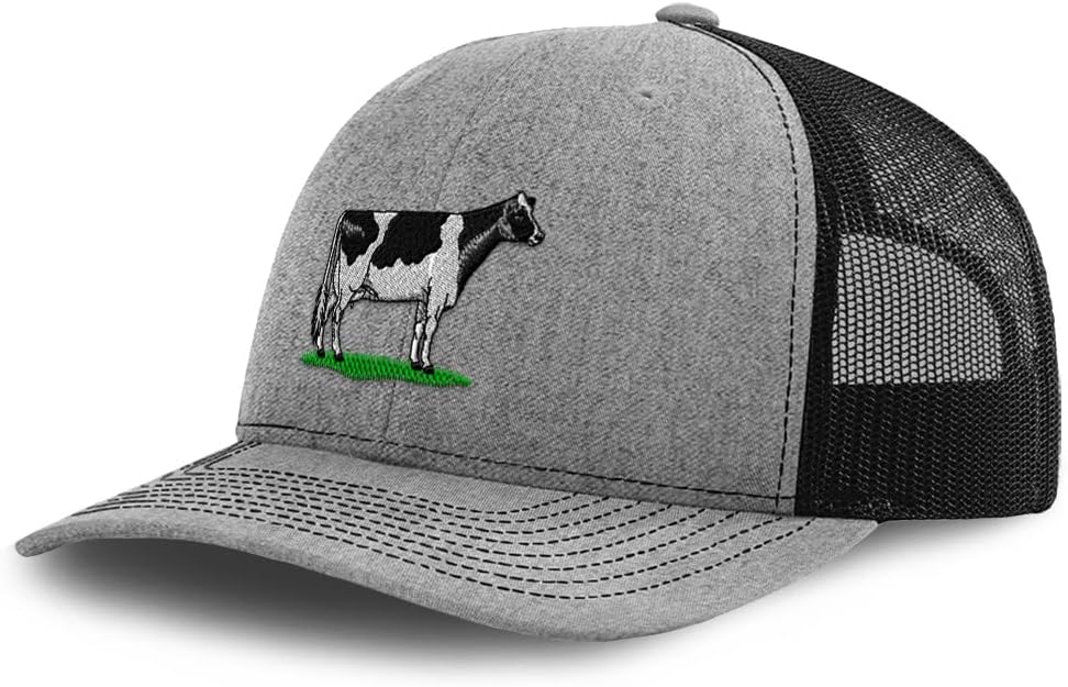 Richardson Mesh Cap Hat Embroidered Western Farm Animal Cow Cattle Holstein Trucker Hats for Men & Women